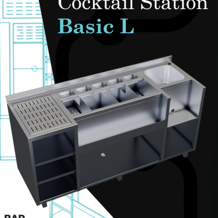 Cocktail Station Basic L– the perfect stainless steel station for your bar. Ergonomic, durable, and built for top performance!