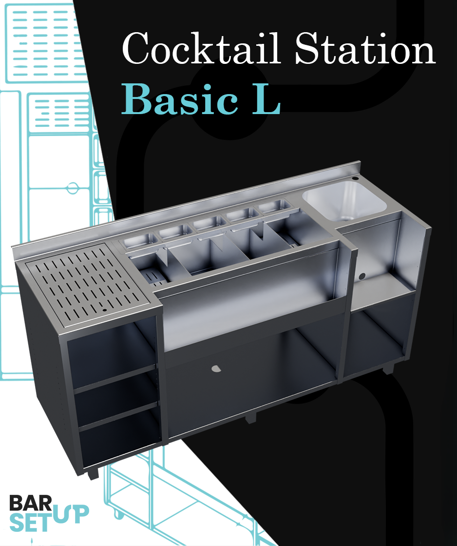 Cocktail Station Basic L– the perfect stainless steel station for your bar. Ergonomic, durable, and built for top performance!