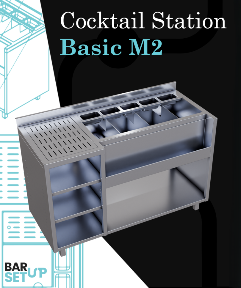 Cocktail Station Basic M2– the perfect stainless steel station for your bar. Ergonomic, durable, and built for top performance!
