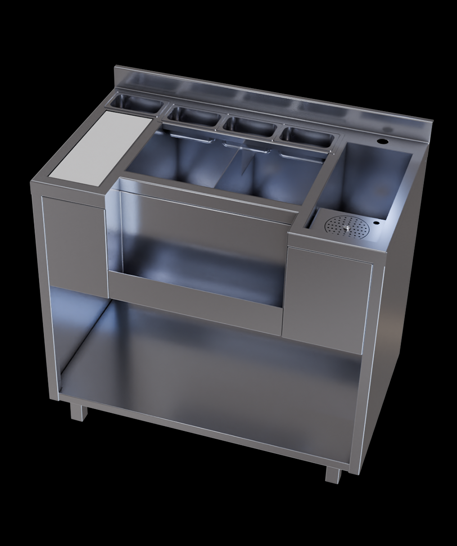 Cocktail Station Plus S – the perfect stainless steel station for your bar. Ergonomic, durable, and built for top performance!