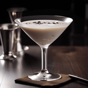 White Cargo summer cocktail served in a martini glass with creamy vanilla flavor and fresh nutmeg garnish
